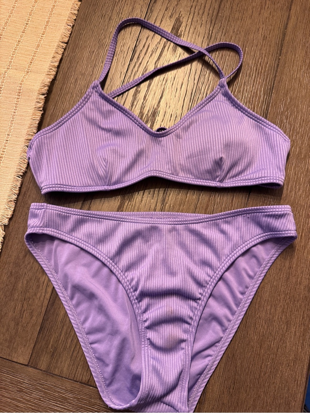 Aeropostale Lilac Ribbed Bandeau Bikini Set